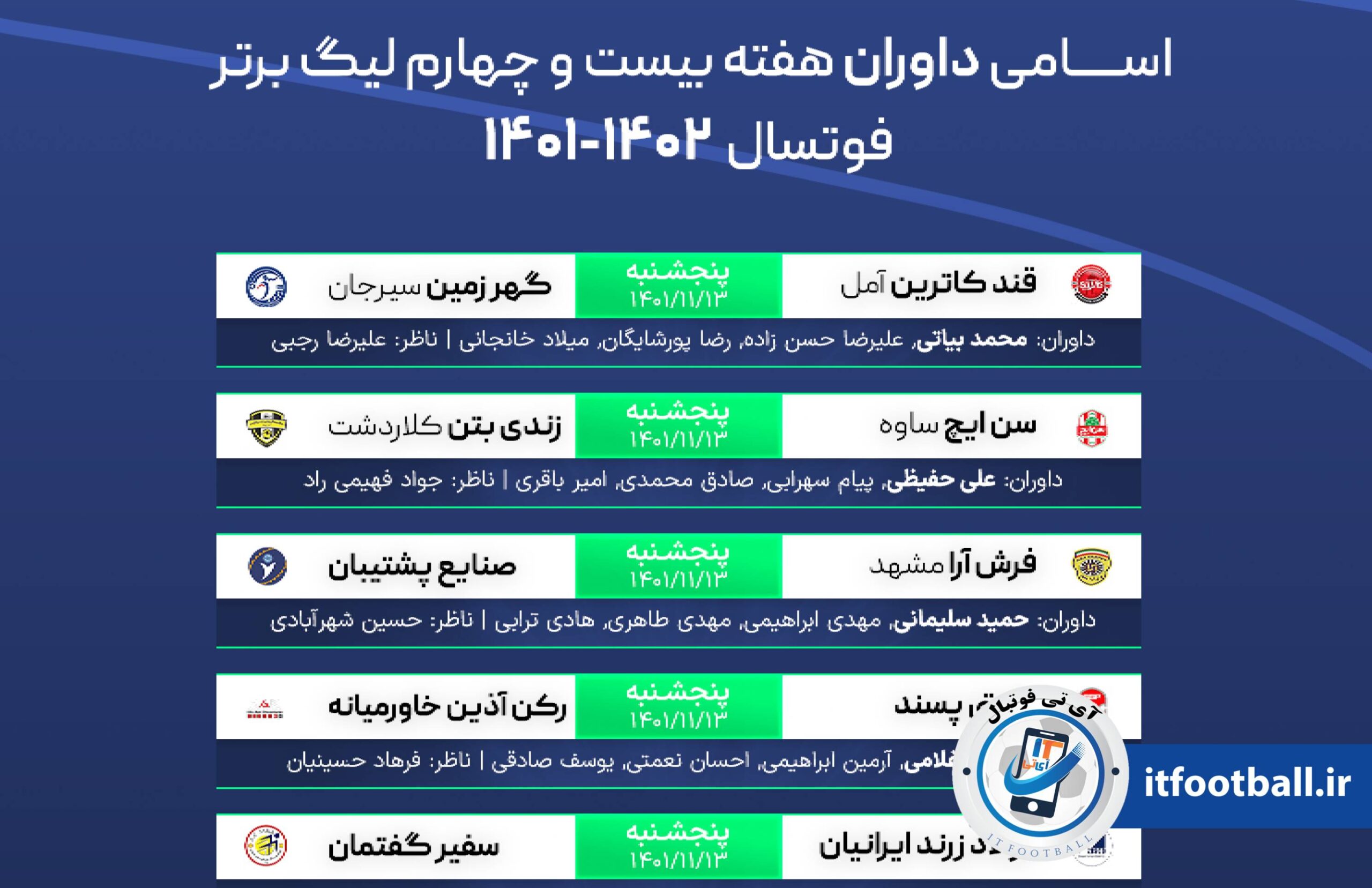 داوران لیگ برتر فوتسال
آی تی فوتبال